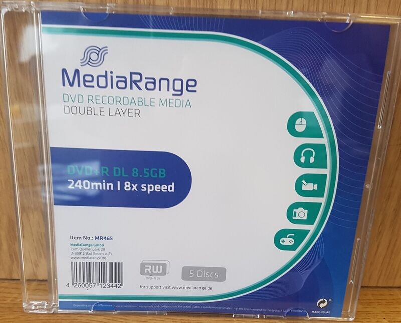 DVD+R 8,5 GB DL MediaRange Slim Case DVD+R 8,5 GB DL MediaRange Slim Case
