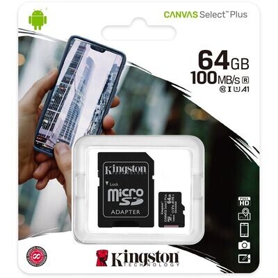 64 GB Mikro SD Card Kingston Canvas Select Plus incl. Adapter