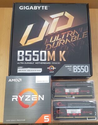 Aufrüstkit AMD Ryzen 5 5600G So. AM4 Boxed, Gigabyte Mainboard B550M K u. 32 GB DDR4 G.Skill Aegis