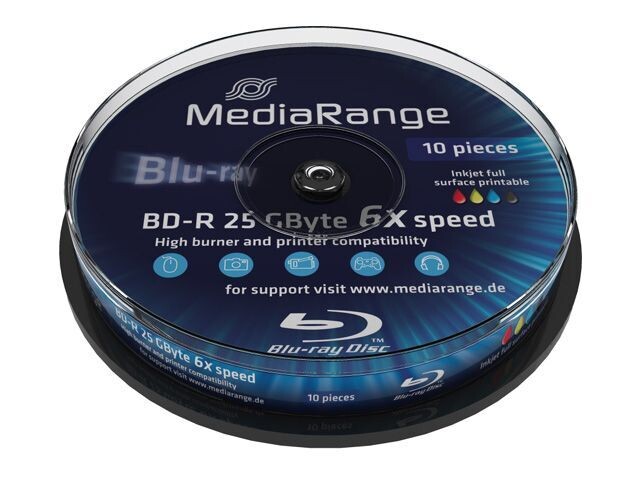 BD-R Media Range 25 GB 6x 10er Spindel printable BD-R Media Range 25 GB 6x 10er Spindel printable