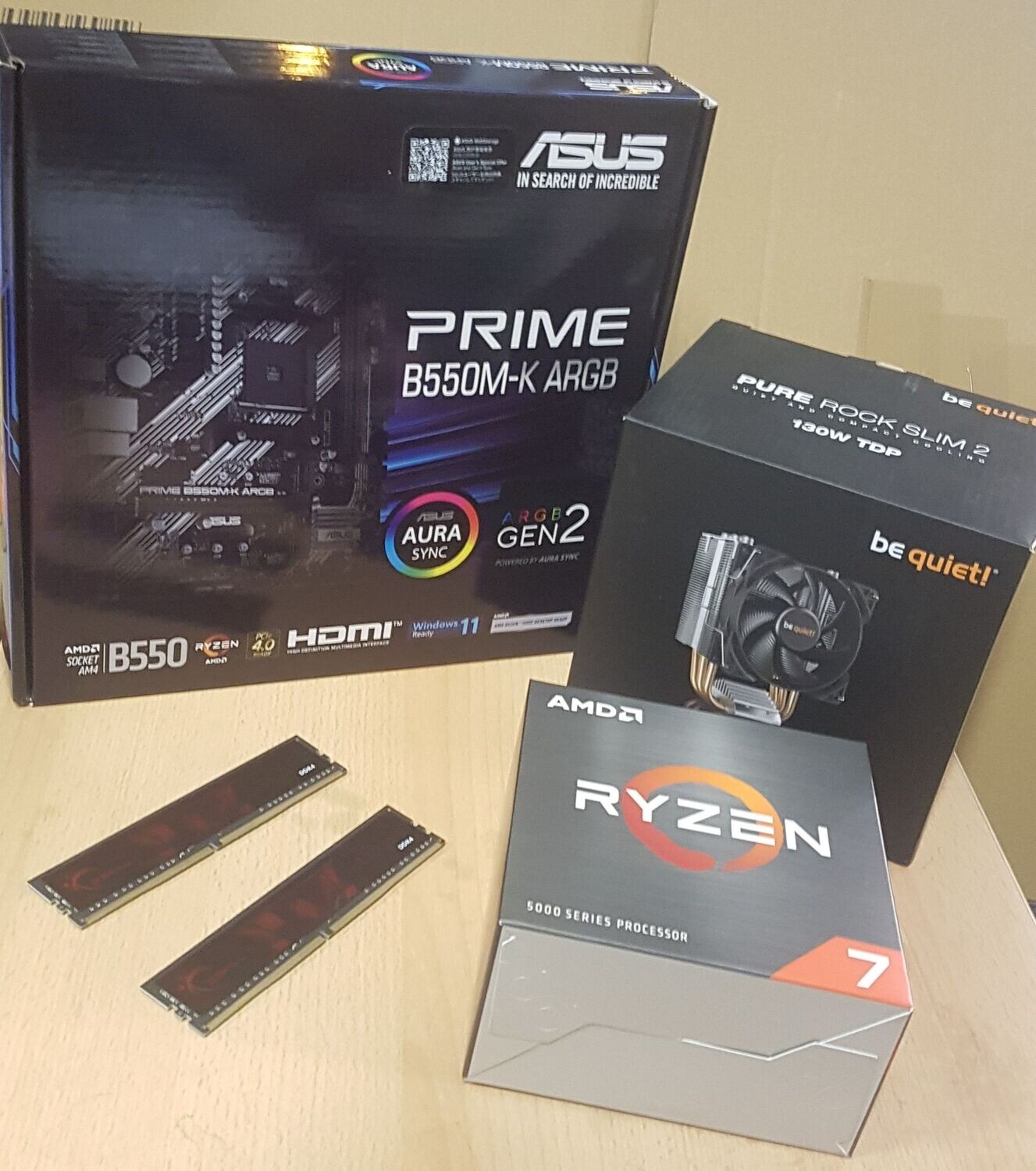 Aufrüstkit AMD Ryzen 7 5800X So. AM4 Boxed, Asus Mainboard Prime B550M-K ARGB u. 32 GB DDR4 G.Skill Aegis