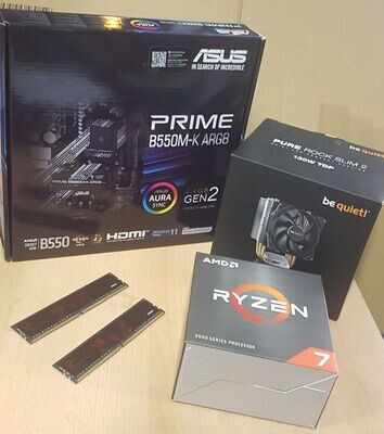 Aufrüstkit AMD Ryzen 7 5800X So. AM4 Boxed, Asus Mainboard Prime B550M-K ARGB u. 16 GB DDR4 G.Skill Aegis