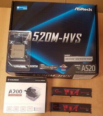 Aufrüstkit AMD Ryzen 5 5500 So. AM4 Tray, ASRock Mainboard A520M-HVS u. 2x 8 GB G.Skill Aegis PC3200