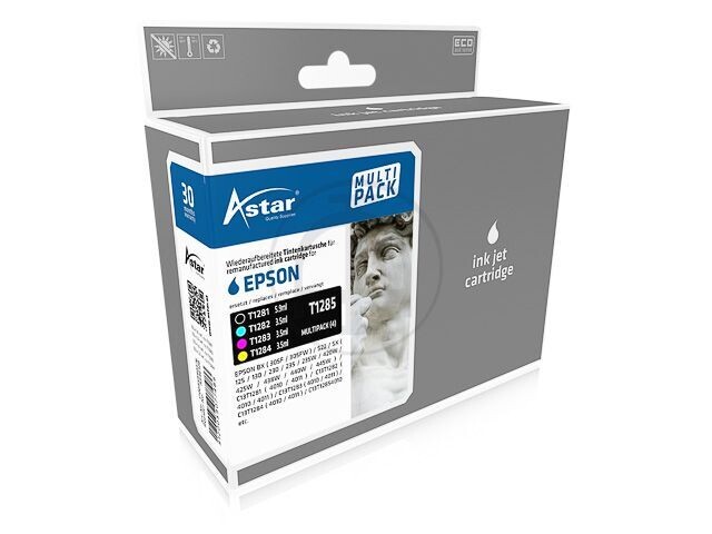 Astar Multipack für Epson T1285 SX435 Black, Cyan, Magenta u. Yellow Astar Multipack für Epson T1285 SX435 Black, Cyan, Magenta u. Yellow