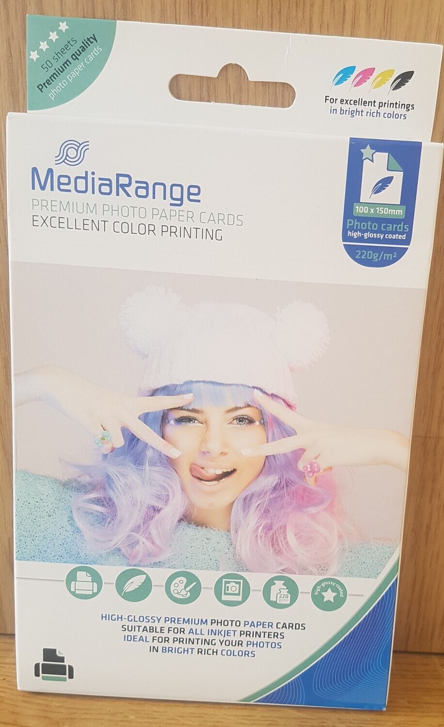 Media Range Fotopapier Karten 10 x 15 220 g hochglänzend 50 Blatt Inkjet