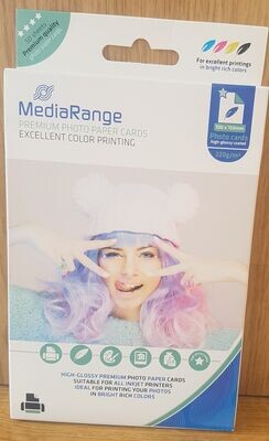 Media Range Fotopapier Karten 10 x 15 220 g hochglänzend 50 Blatt Inkjet