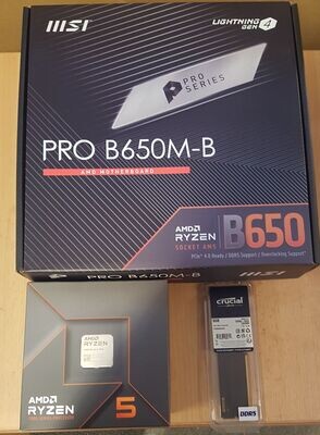Aufrüstkit AMD Ryzen 5 7600 So. AM5 Boxed, MSI Mainboard PRO B650M-B u. 8 GB DDR5 Crucial