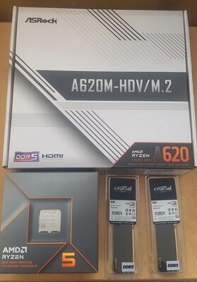 Aufrüstkit AMD Ryzen 5 8500G Boxed, ASRock Mainboard A620M-HDV/M.2 u. 16 GB DDR5 Crucial