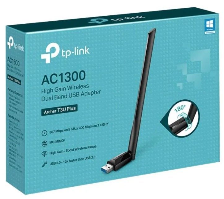 TP-Link Archer T3U Pluy USB 3.0 WLAN Adapter 867 Mbit/s AC1300 inc. Antenne TP-Link Archer T3U Pluy USB 3.0 WLAN Adapter 867 Mbit/s AC1300 inc. Antenne