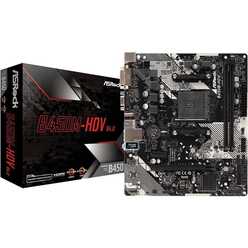 ASRock Mainboard B450M-HDV R4.0 So. AM4 ASRock Mainboard B450M-HDV R4.0 So. AM4