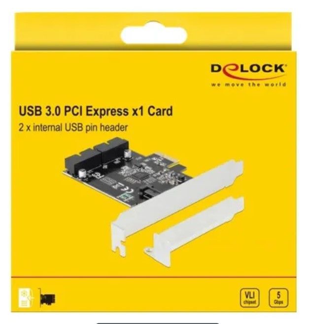 USB 3.0 PCI-E x1 Schnittstellenkarte DeLock 2x USB Header intern USB 3.0 PCI-E x1 Schnittstellenkarte DeLock 2x USB Header intern