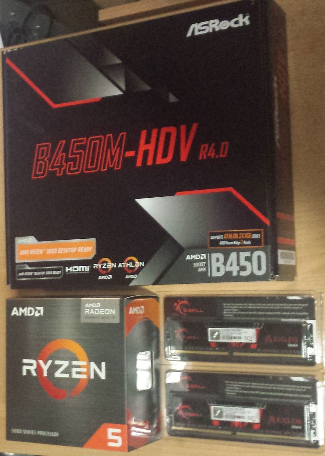 Aufrüstkit AMD Ryzen 5 5600GT So. AM4 Boxed,  ASRock Mainboard B450M-HDV R4.0  u. 16 GB DDR4 G.Skill Aegis