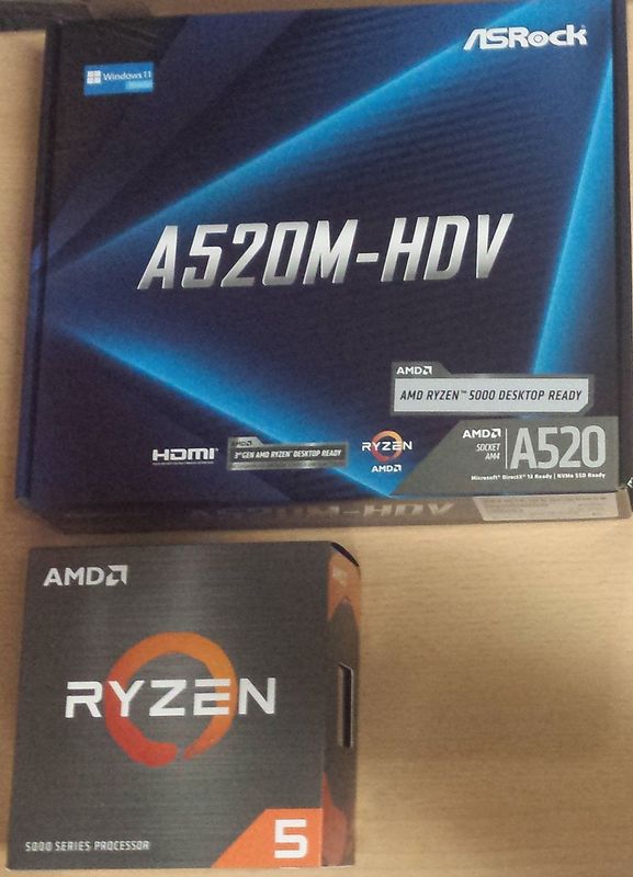 Aufrüstkit AMD Ryzen 5 5500 So. AM4 Boxed, ASRock Mainboard A520M-HDV u. 16 GB Aufrüstkit AMD Ryzen 5 5500 So. AM4 Boxed, ASRock Mainboard A520M-HDV u. 16 GB