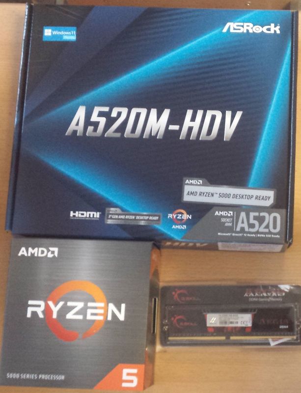 Aufrüstkit AMD Ryzen 5 5500 So. AM4 Boxed, ASRock Mainboard A520M-HDV u. 8 GB Aufrüstkit AMD Ryzen 5 5500 So. AM4 Boxed, ASRock Mainboard A520M-HDV u. 8 GB