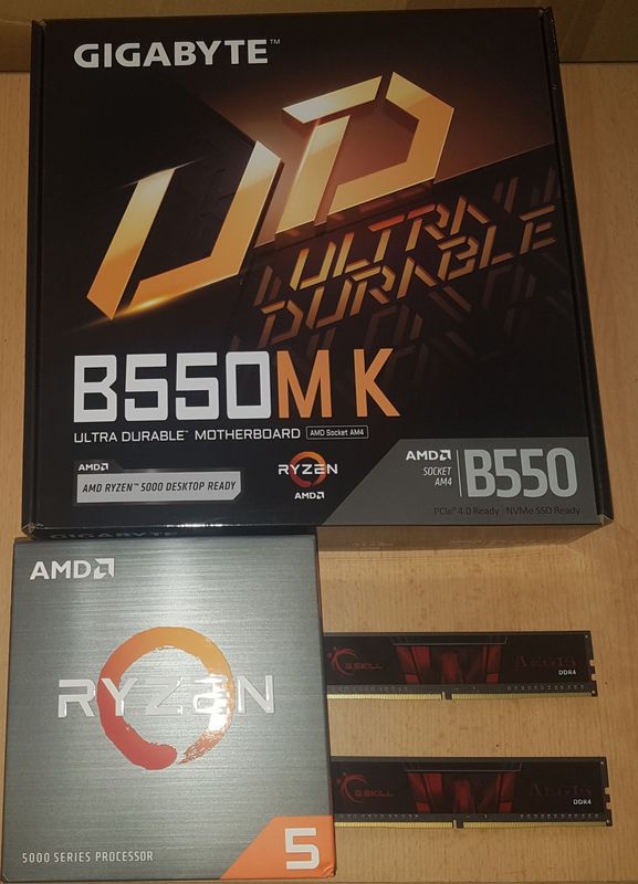 Aufrüstkit AMD Ryzen 5 5500 So. AM4 Boxed, Gigabyte Mainboard B550M K u. 16 GB Aufrüstkit AMD Ryzen 5 5500 So. AM4 Boxed, Gigabyte Mainboard B550M K u. 16 GB