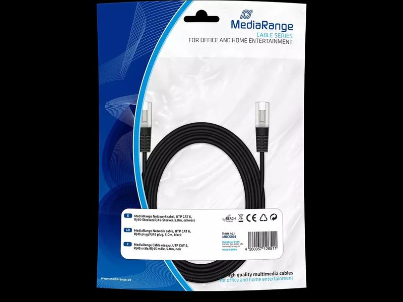 Netzwerkkabel MediaRange Patchkabel Cat 6 5 m Schwarz Netzwerkkabel MediaRange Patchkabel Cat 6 5 m Schwarz