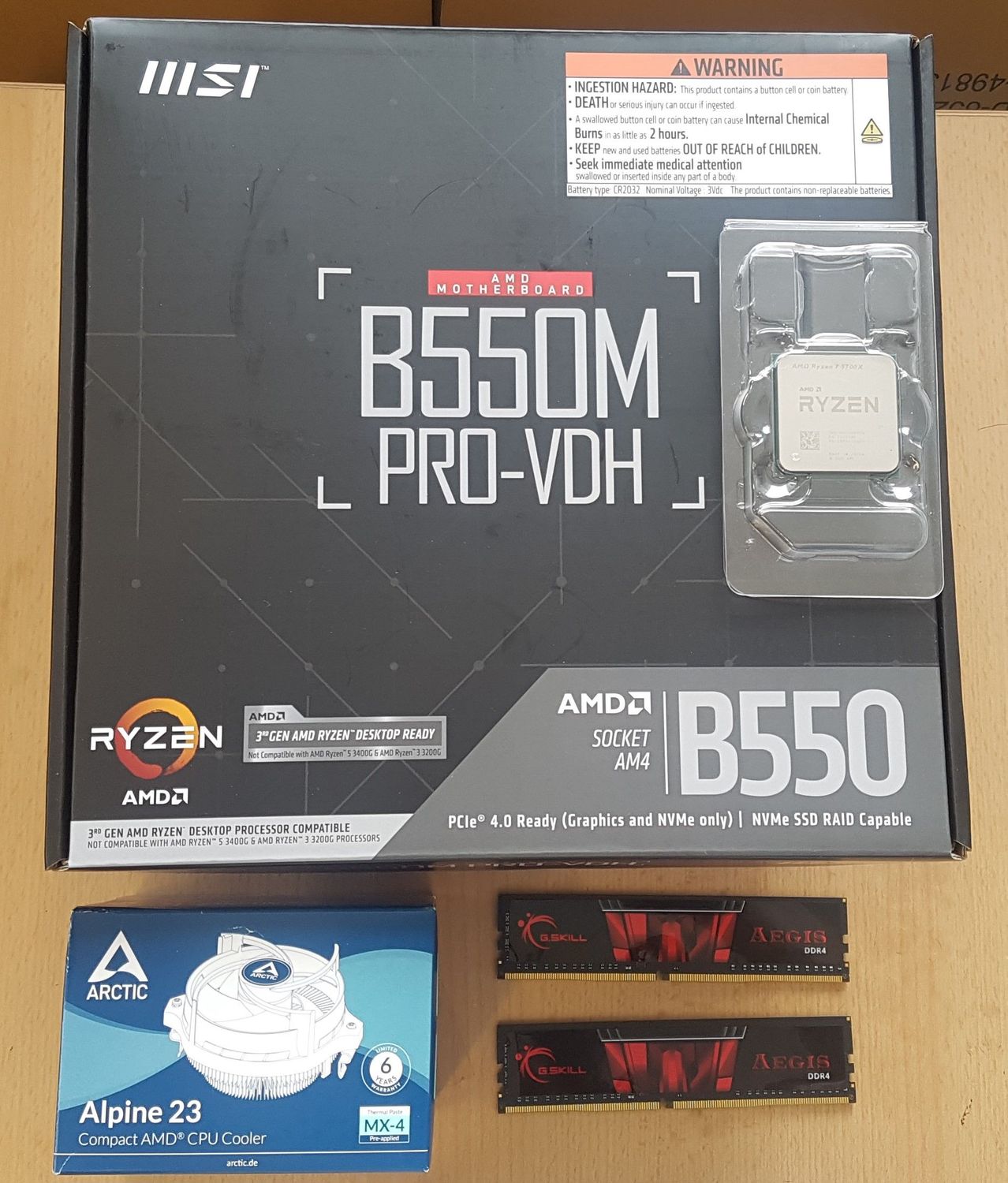 Aufrüstkit AMD Ryzen 7 5700X So. AM4 Tray, MSI Mainboard B550M PRO-VDH u. 16 GB DDR4 G.Skill Aegis