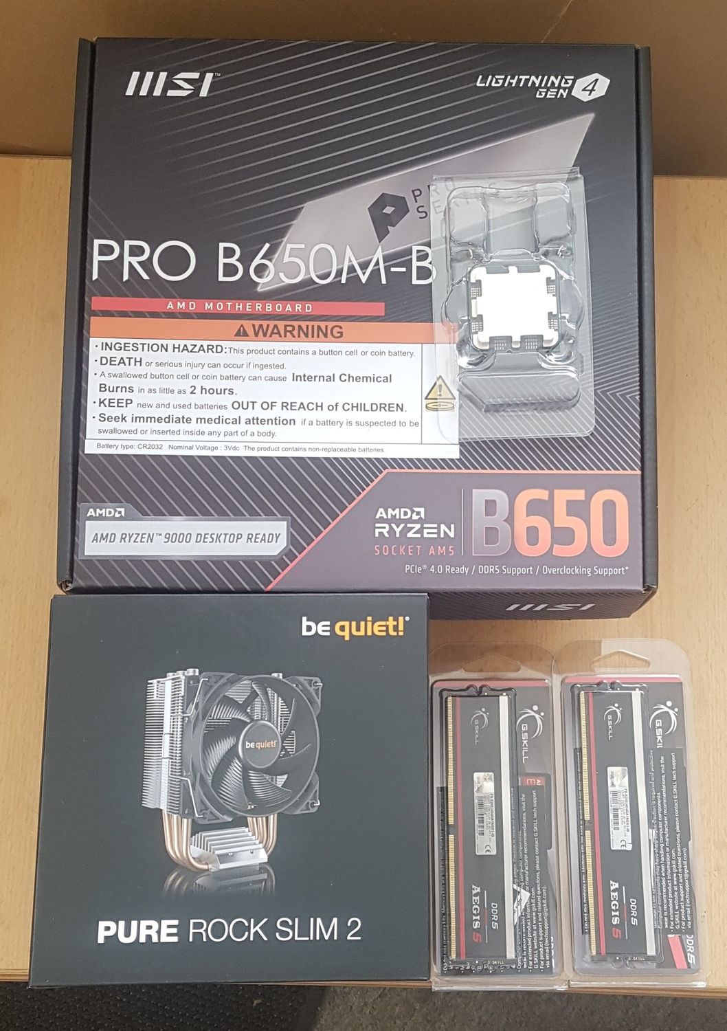 Aufrüstkit AMD Ryzen 5 7600X So. AM5 Tray, MSI  Mainboard PRO B650M-B u. 32 GB DDR5 G.Skill Aegis