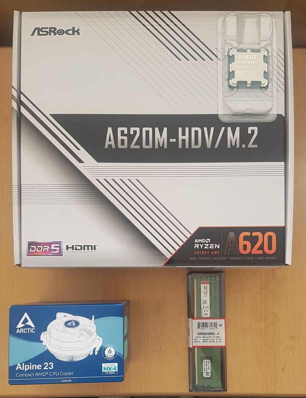 Aufrüstkit AMD Ryzen 5 8400F So. AM5 Tray, ASRock Mainboard A620M-HDV/M.2 u. 8 GB DDR5 Kingston Value PC5600