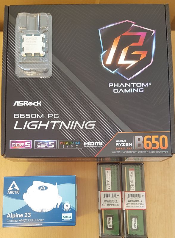 Aufrüstkit AMD Ryzen 5 9600X So. AM5 Tray, ASRock  Mainboard B650M Phantom Gaming Lightning u. 16 GB DDR5 Kingston ValueRAM Aufrüstkit AMD Ryzen 5 9600X So. AM5 Tray, ASRock  Mainboard B650M Phantom Gaming Lightning u. 16 GB DDR5 Kingston ValueRAM