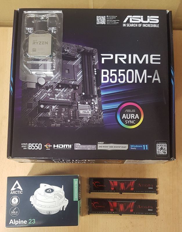 Aufrüstkit AMD Ryzen 7 5700X So. AM4 Tray,  Asus Prime Mainboard B550M-A  u. 16 GB DDR4 G.Skill Aegis