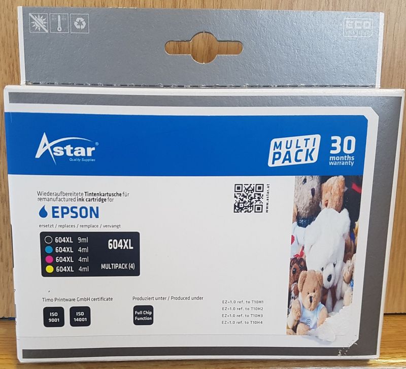 Astar Multipack für Epson Tinte 604XL XP-2205 Black, Cyan, Magenta u. Yellow