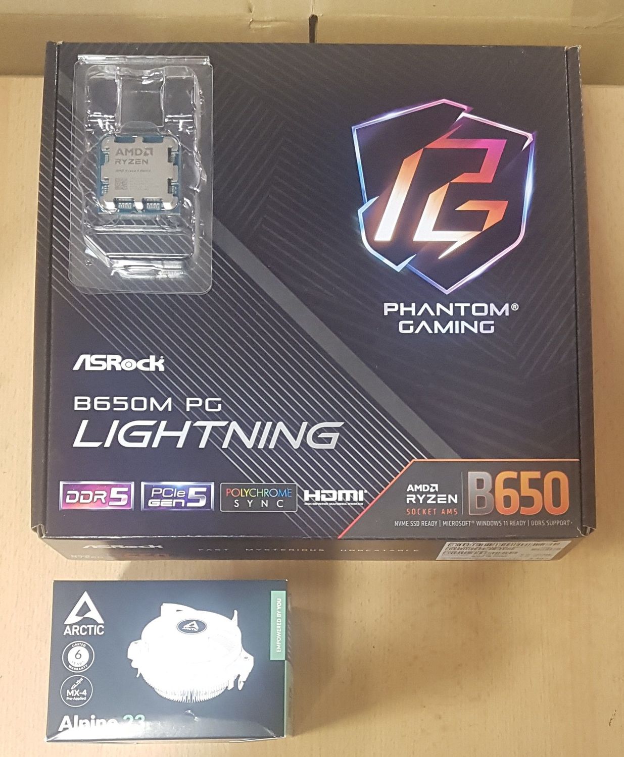 Aufrüstkit AMD Ryzen 5 9600X So. AM5 Tray, ASRock  Mainboard B650M Phantom Gaming Lightning - ohne RAM