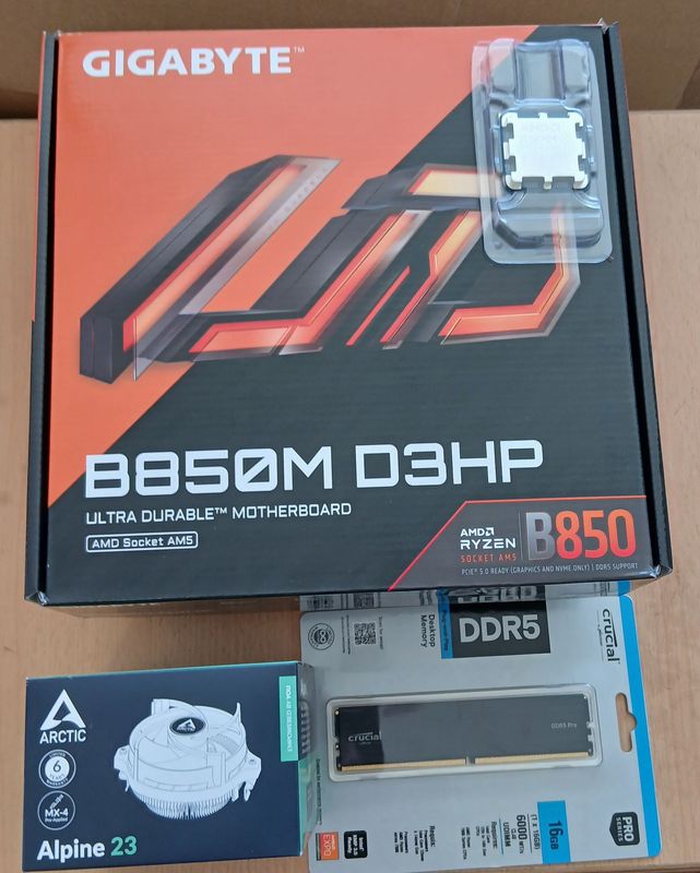 Aufrüstkit AMD Ryzen 5 9600X So. AM5 Tray, Gigabyte Mainboard B850M D3HP u. 32 GB DDR5 RAM Crucial Pro 6000 MHz Aufrüstkit AMD Ryzen 5 9600X So. AM5 Tray, Gigabyte Mainboard B850M D3HP u. 32 GB DDR5 RAM Crucial Pro 6000 MHz
