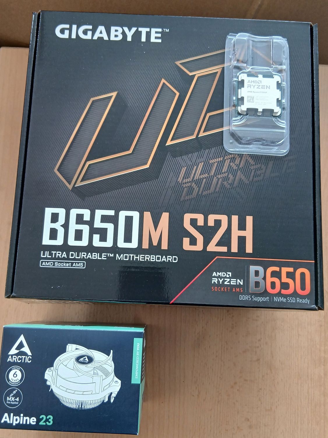 Aufrüstkit AMD Ryzen 5 7500F So. AM5 Tray, Gigabyte Mainboard B650M S2H, ohne RAM