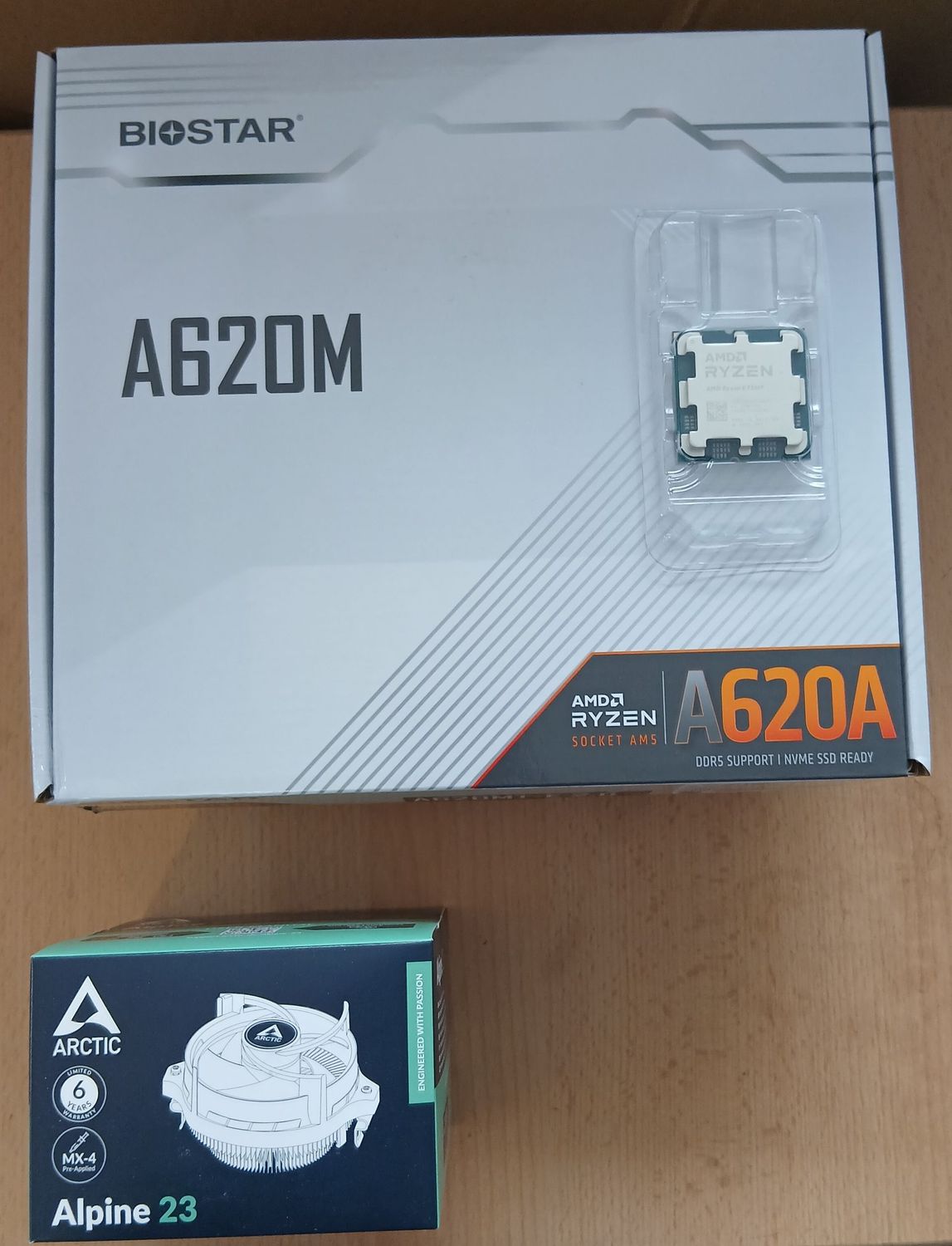 Aufrüstkit AMD Ryzen 5 7500F So. AM5 Tray, Biostar Mainboard A620MT-E, ohne RAM