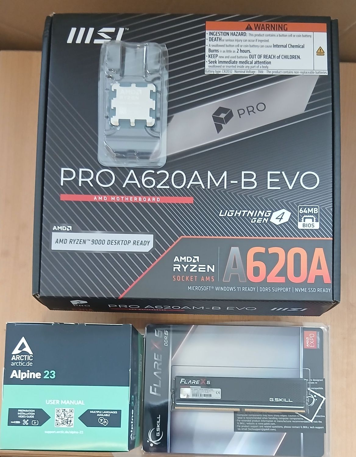 Aufrüstkit AMD Ryzen 5 8400F So. AM5 Tray, MSI Mainboard PRO A620AM-B EVO u. 8 GB G.Skill Flare X Aufrüstkit AMD Ryzen 5 8400F So. AM5 Tray, MSI Mainboard PRO A620AM-B EVO u. 8 GB G.Skill Flare X