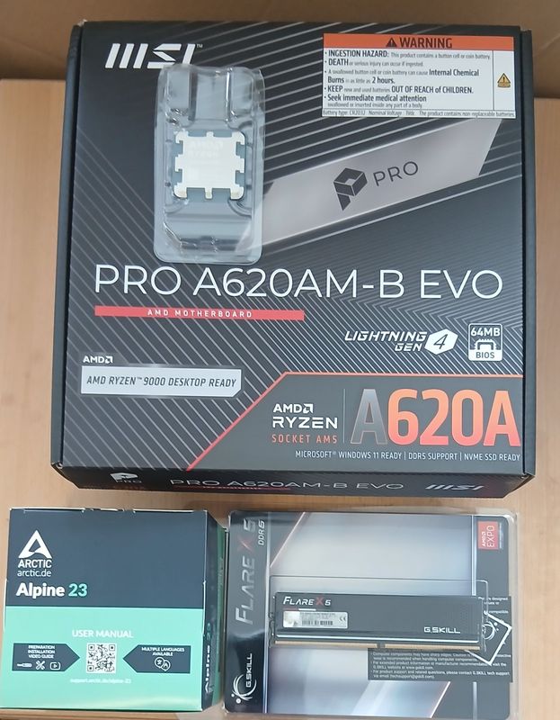 Aufrüstkit AMD Ryzen 5 8400F So. AM5 Tray, MSI Mainboard PRO A620AM-B EVO u. 8 GB G.Skill Flare X