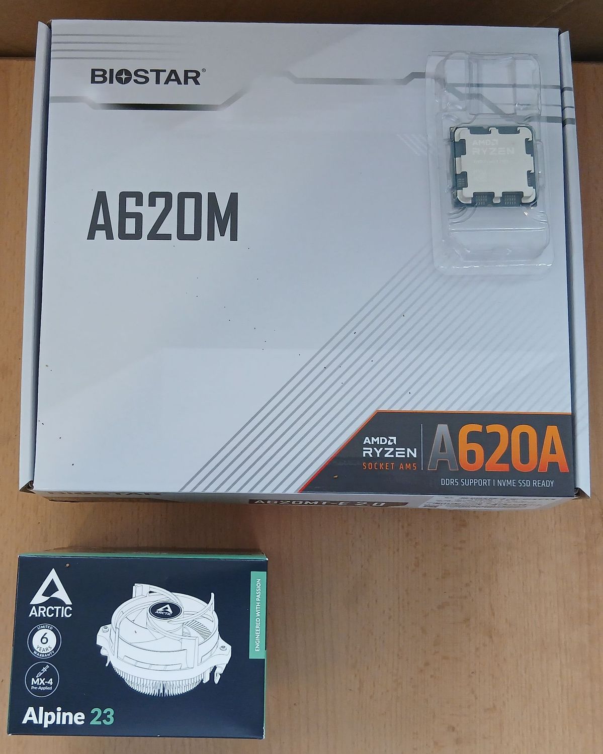 Aufrüstkit AMD Ryzen 5 7600 So. AM5 Tray, Biostar Mainboard A620MT-E, ohne RAM