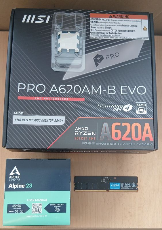 Aufrüstkit AMD Ryzen 5 8500G So. AM5 Tray, MSI Mainboard PRO A620AM-B EVO u. 16 GB DDR5 Crucial 5600 MHz Aufrüstkit AMD Ryzen 5 8500G So. AM5 Tray, MSI Mainboard PRO A620AM-B EVO u. 16 GB DDR5 Crucial 5600 MHz