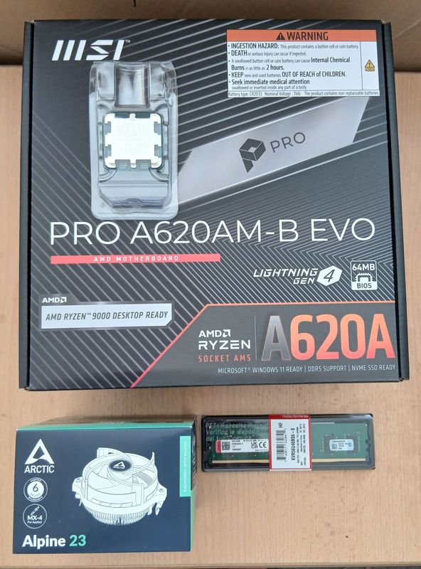 Aufrüstkit AMD Ryzen 5 7500F So. AM5 Tray, MSI Mainboard PRO A620AM-B EVO u. 8 GB Kingston Value