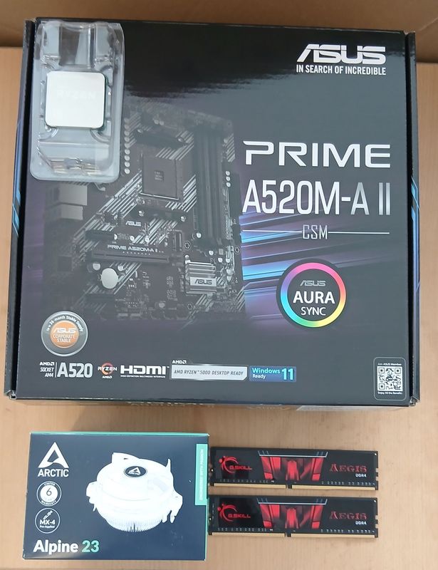 Aufrüstkit AMD Ryzen 5 5500 So. AM4 Tray, Asus Mainboard Prime A520M-A II u. 16 GB DDR4 RAM G.Skill Aegis Aufrüstkit AMD Ryzen 5 5500 So. AM4 Tray, Asus Mainboard Prime A520M-A II u. 16 GB DDR4 RAM G.Skill Aegis