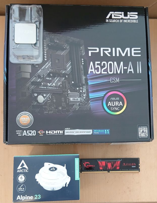 Aufrüstkit AMD Ryzen 5 5500 So. AM4 Tray, Asus Mainboard Prime A520M-A II u. 8 GB DDR4 RAM G.Skill Aegis Aufrüstkit AMD Ryzen 5 5500 So. AM4 Tray, Asus Mainboard Prime A520M-A II u. 8 GB DDR4 RAM G.Skill Aegis
