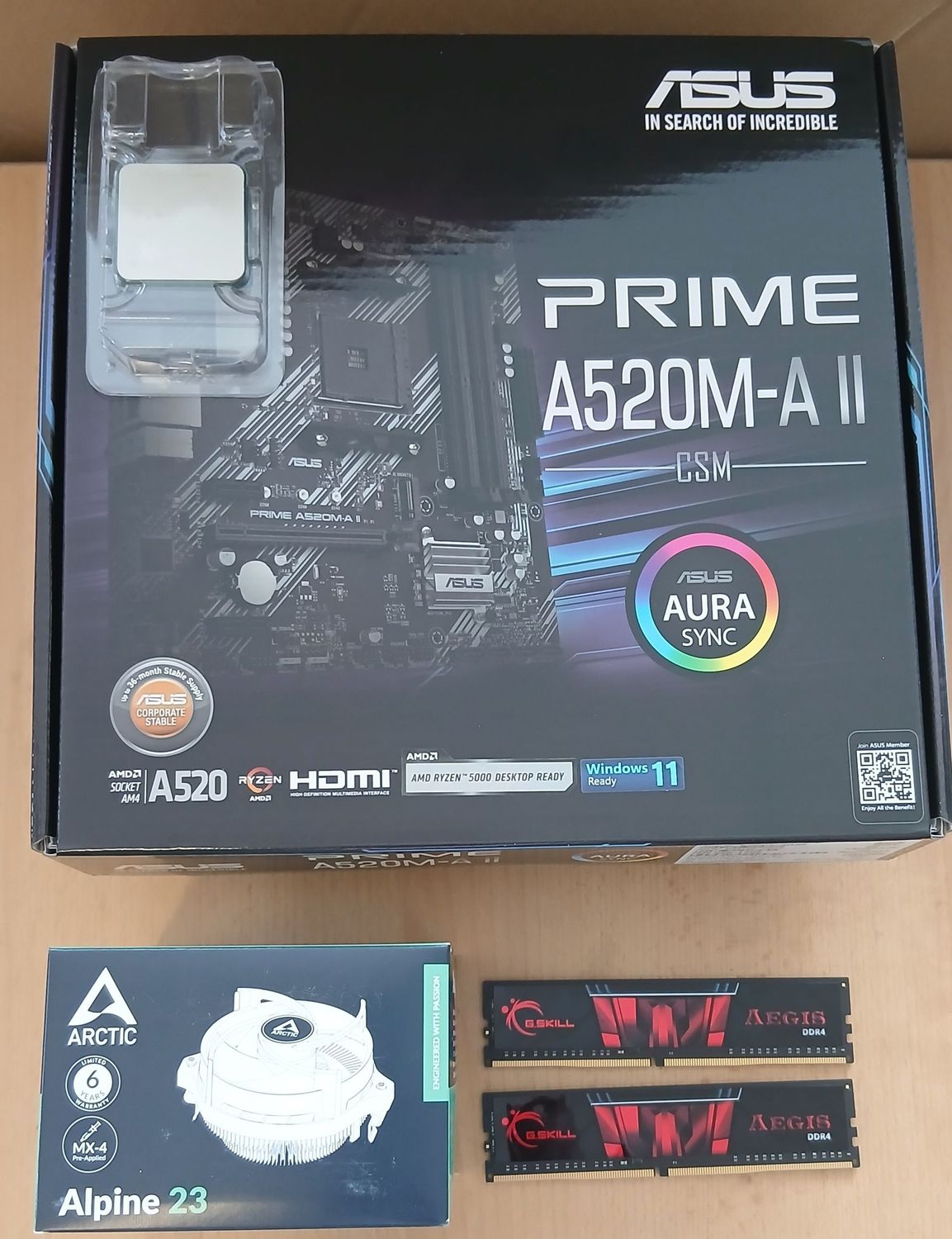 Aufrüstkit AMD Ryzen 5 5600X So. AM4 Tray, Asus Mainboard Prime A520M-A II u. 16 GB DDR4 G.Skill Aufrüstkit AMD Ryzen 5 5600X So. AM4 Tray, Asus Mainboard Prime A520M-A II u. 16 GB DDR4 G.Skill