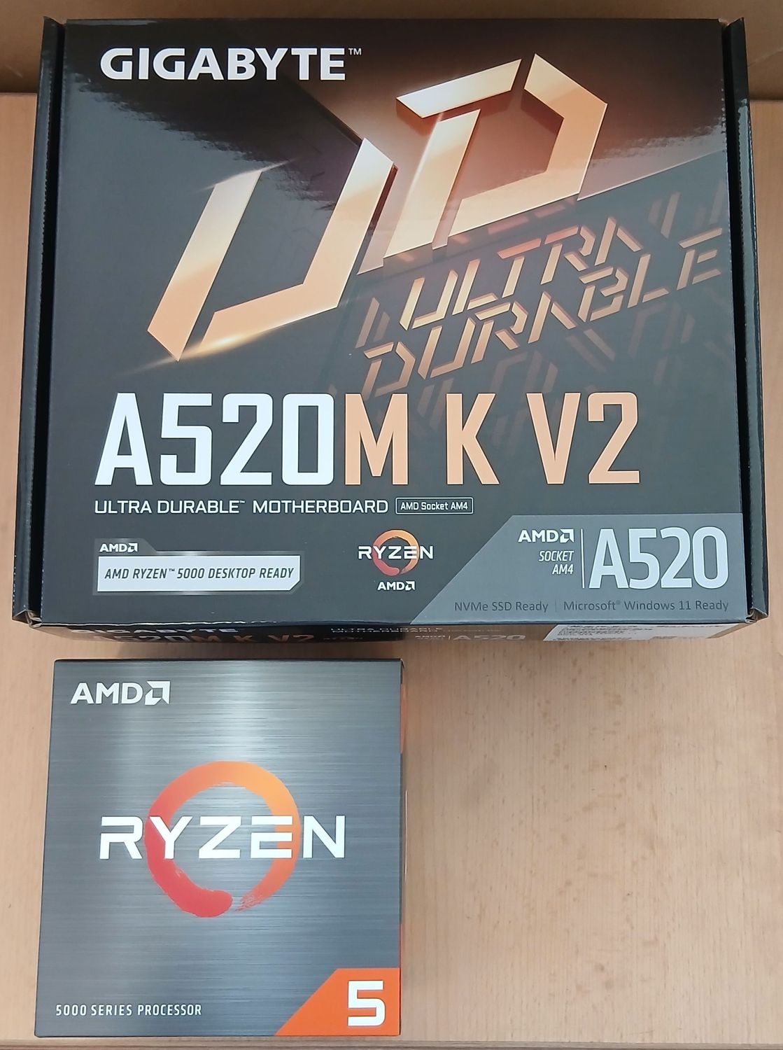 Aufrüstkit AMD Ryzen 5 5500 So. AM4 Boxed, Gigabyte Mainboard A520M K V2 -ohne Arbeitsspeicher Aufrüstkit AMD Ryzen 5 5500 So. AM4 Boxed, Gigabyte Mainboard A520M K V2 -ohne Arbeitsspeicher