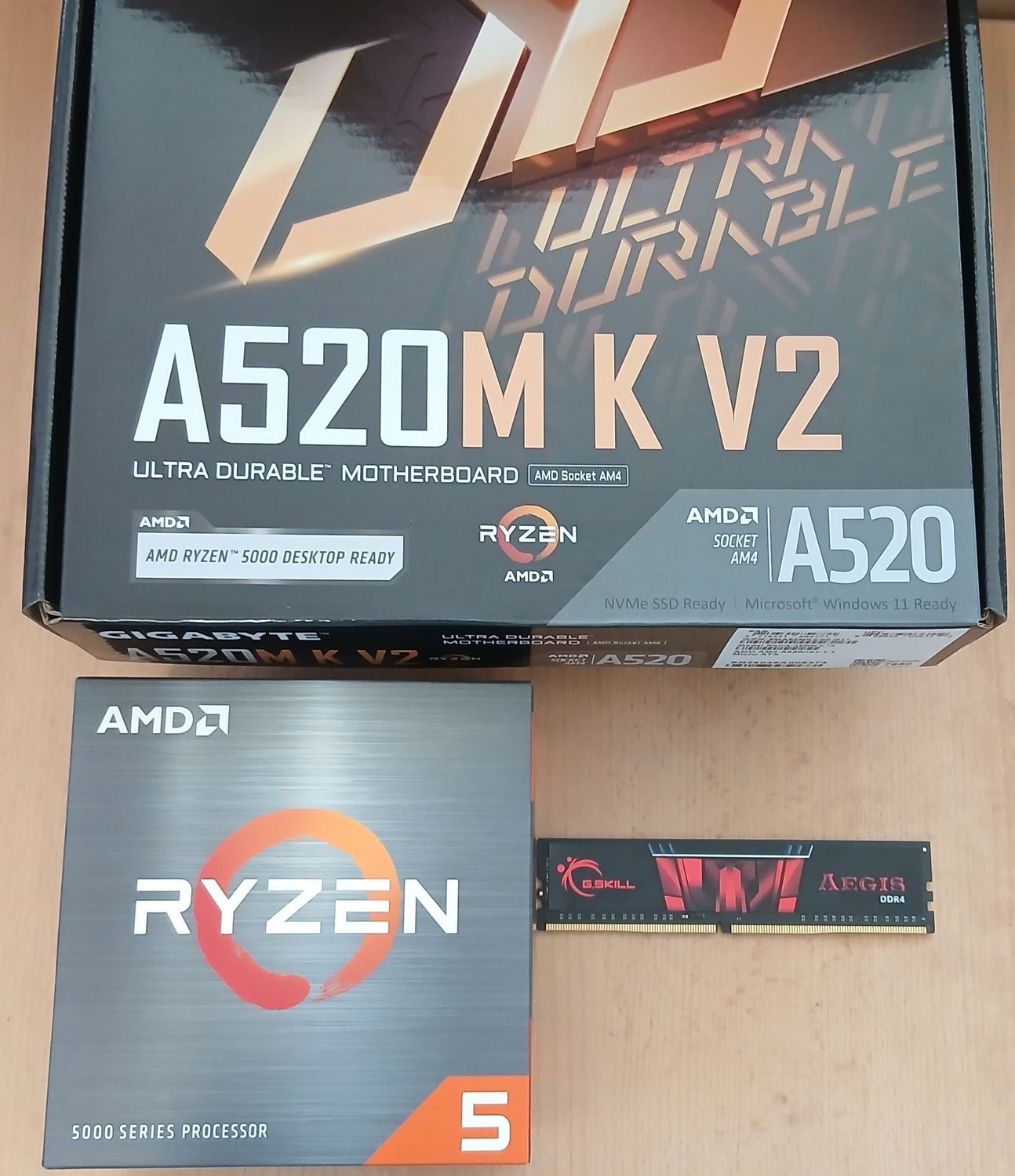 Aufrüstkit AMD Ryzen 5 5500 So. AM4 Boxed, Gigabyte Mainboard A520M K V2 u. 8 GB DDR4 RAM G.Skill Aegis 3200 MHz Aufrüstkit AMD Ryzen 5 5500 So. AM4 Boxed, Gigabyte Mainboard A520M K V2 u. 8 GB DDR4 RAM G.Skill Aegis 3200 MHz