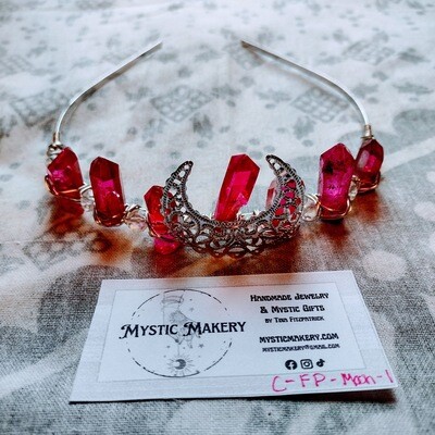Fushia Pink Crown w/Silver Moon Crown