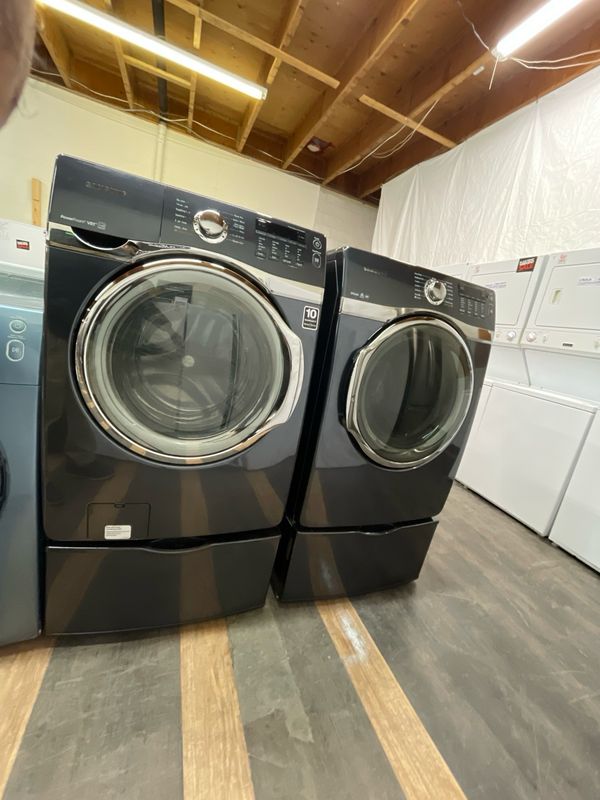 SAMSUNG, Washer & Dryer Set With Pedestals, WF397UTPAGR / DV40HETPAGR SAMSUNG, Washer & Dryer Set With Pedestals, WF397UTPAGR / DV40HETPAGR