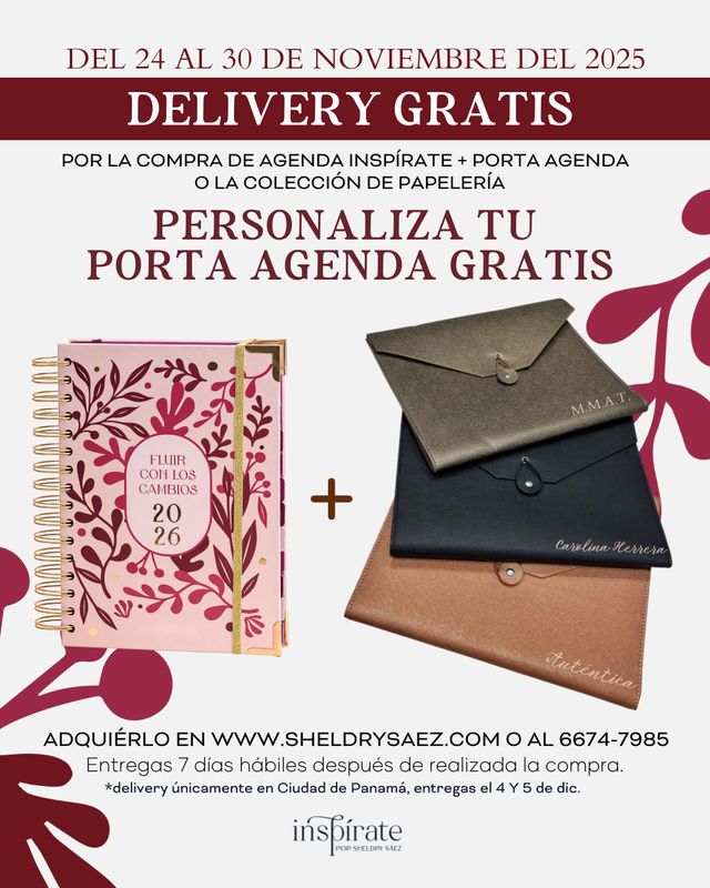 AGENDA INSPÍRATE + PORTA AGENDA CON PERSONALIZACIÓN GRATIS