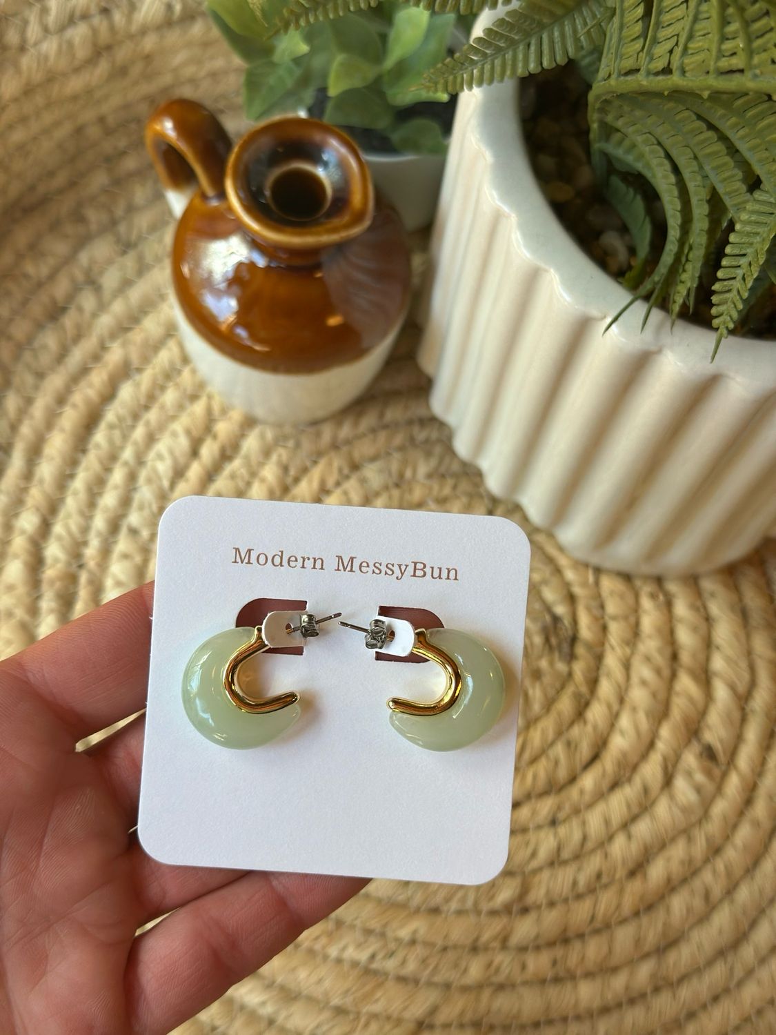 Sage &amp; Gold Hoop