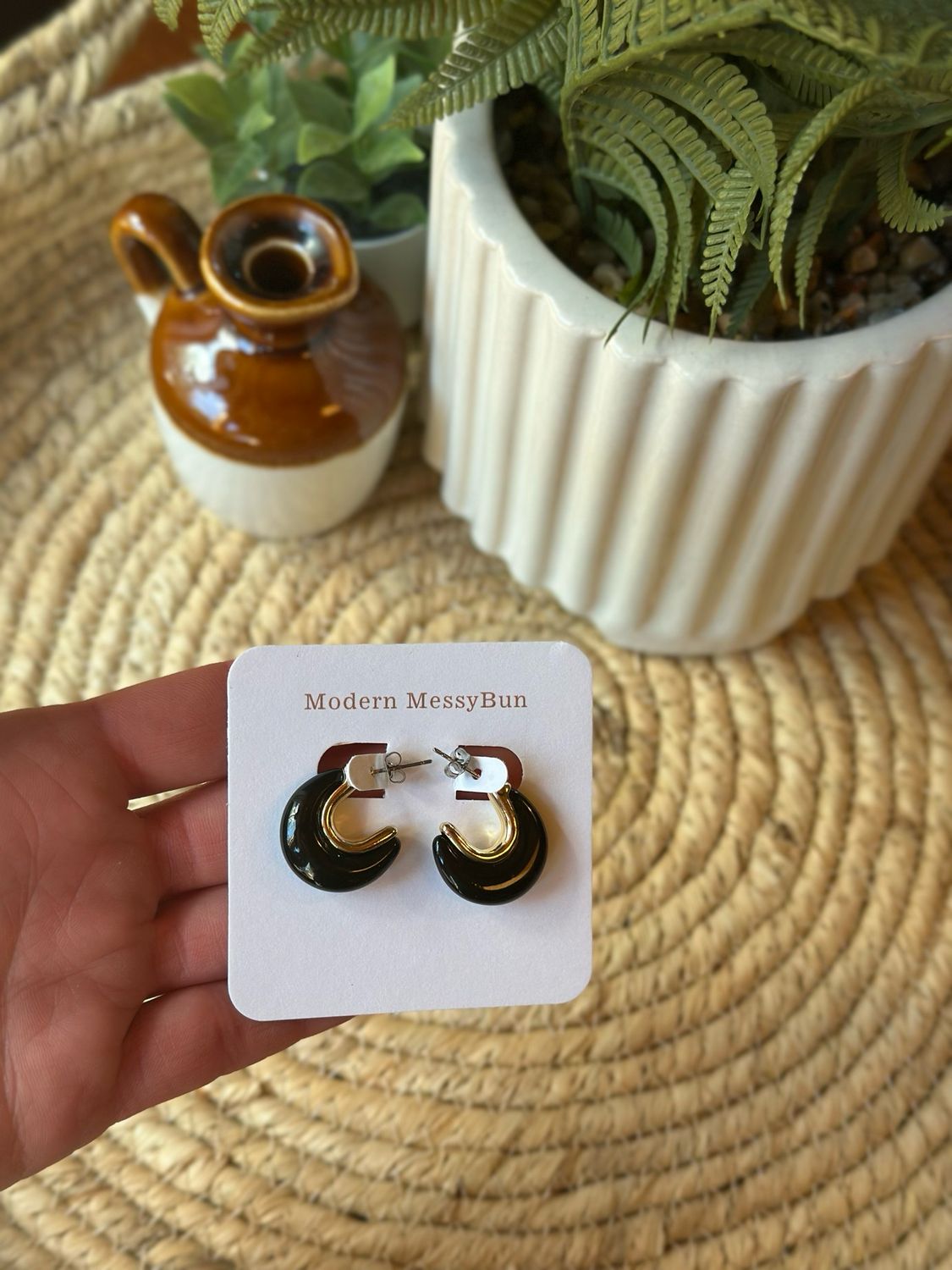 Black w Gold Hoop