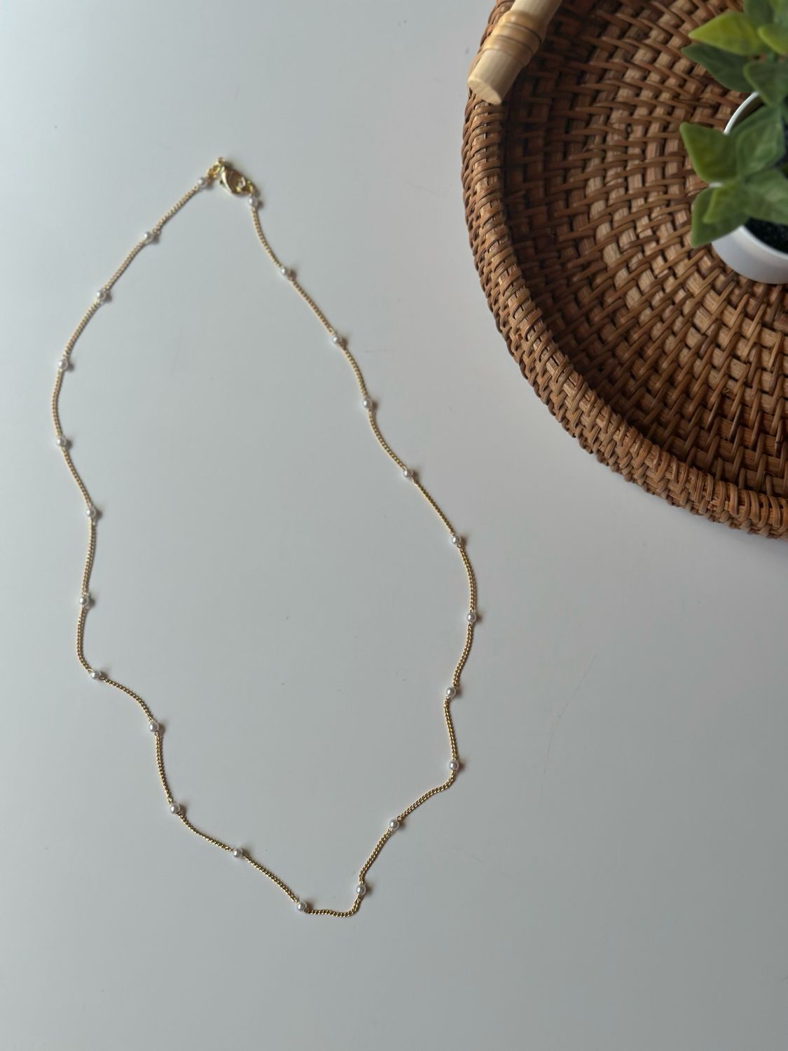 18k Gold Plated Faux Pearl Necklace