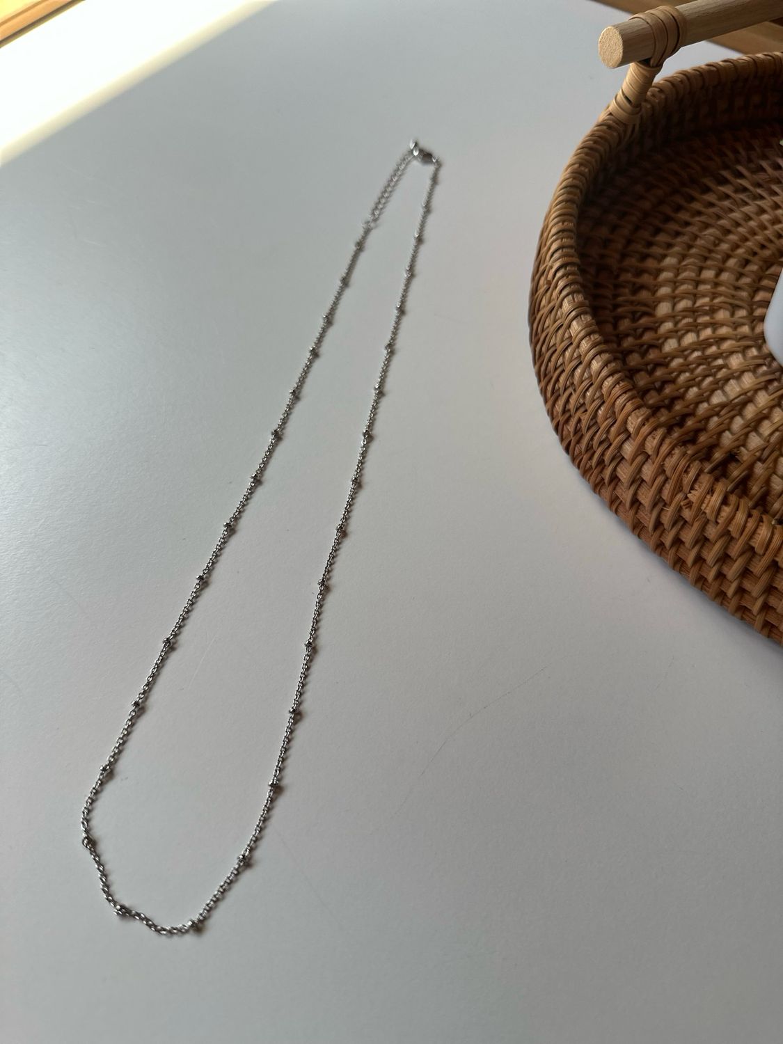 18k Rhodium Plated Satellite Chain Necklace