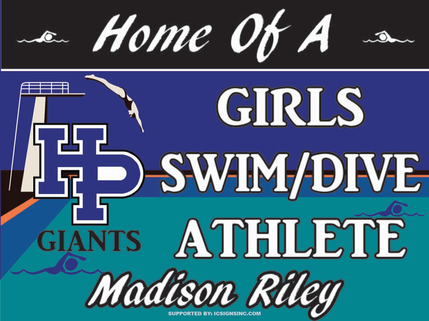 Girls Swim and Dive Team Yard Sign - CUSTOM
