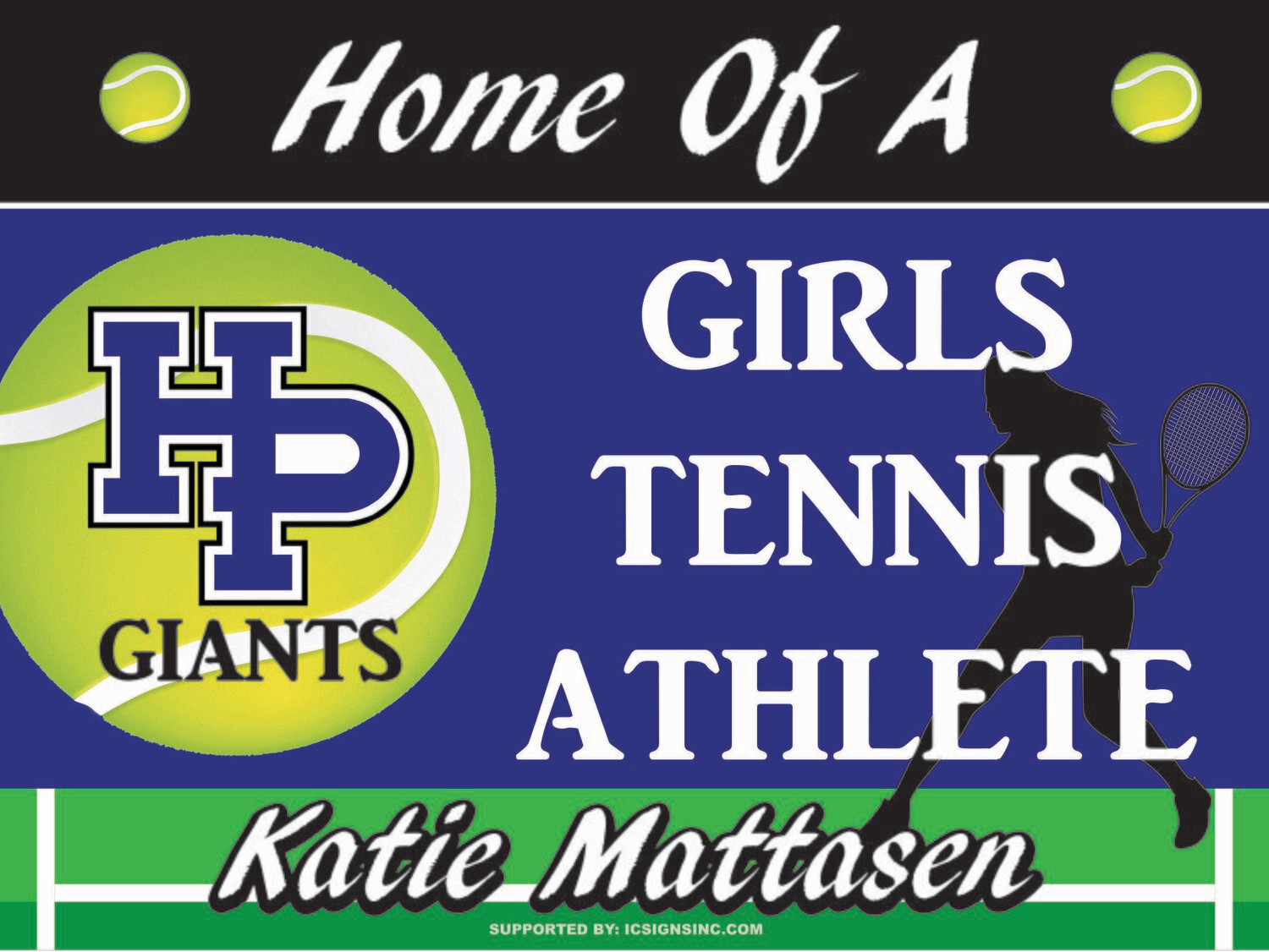 Girls Tennis Team Yard Sign - CUSTOM