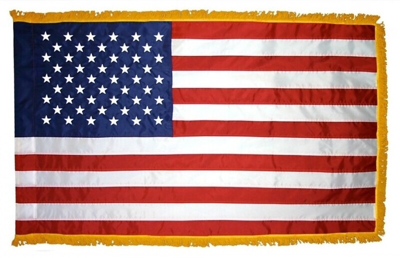 Nylon Indoor & Parade U.S. Flags (with Gold Fringe)